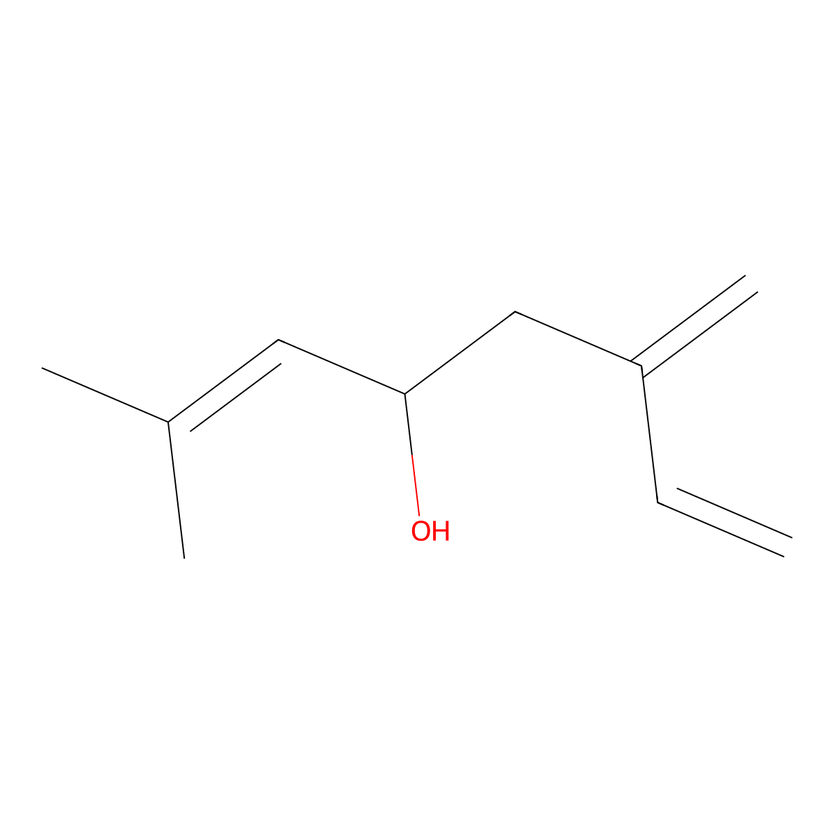 2-Methyl-6-methylene-2,7-octadien-4-ol molecular structure, CAS 14434-41-4