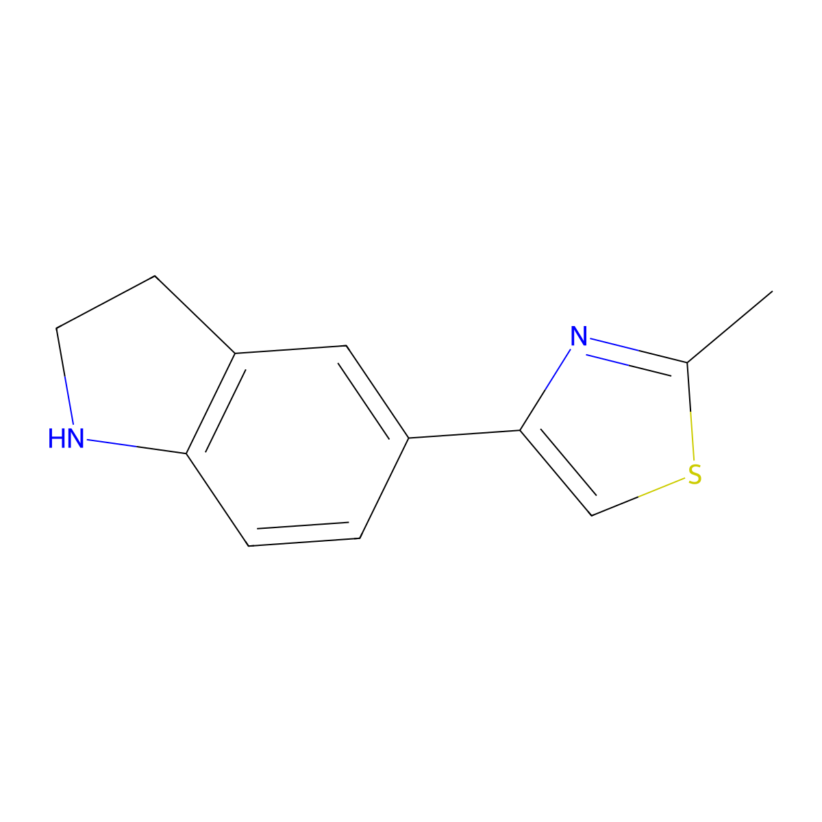 5-(2-methyl-1,3-thiazol-4-yl)-2,3-dihydro-1H-indole molecular structure, CAS 144340-48-7