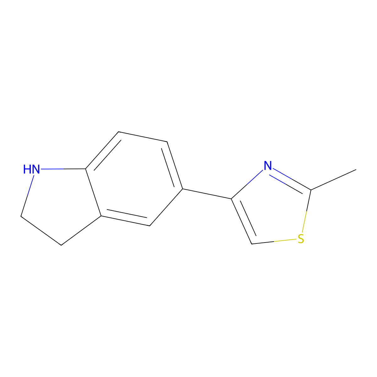 5-(2-methyl-1,3-thiazol-4-yl)-2,3-dihydro-1H-indole molecular structure, CAS 144340-48-7