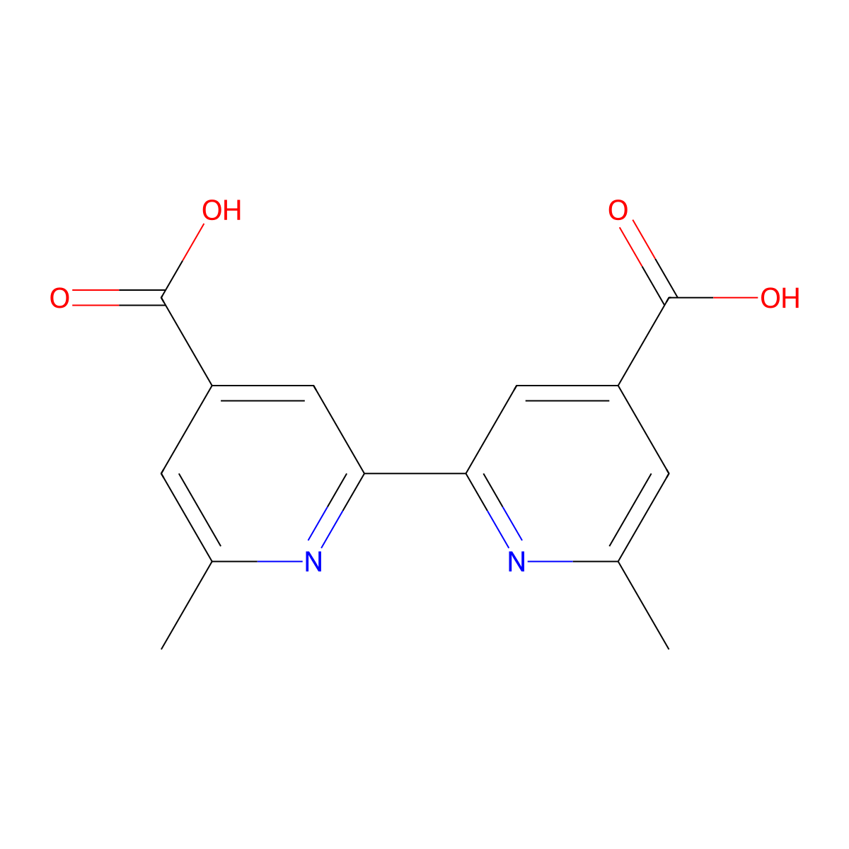 6,6'-Dimethyl(2,2'-bipyridine)-4,4'-dicarboxylic acid molecular structure, CAS 144342-49-4