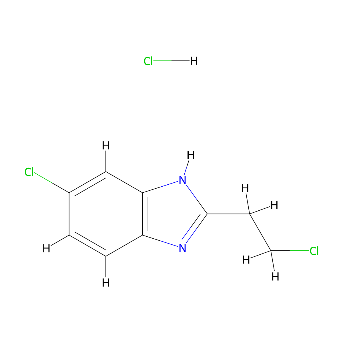 6-Chloro-2-(2-chloroethyl)-1h-benzimidazole hydrochloride molecular structure, CAS 1443423-11-7