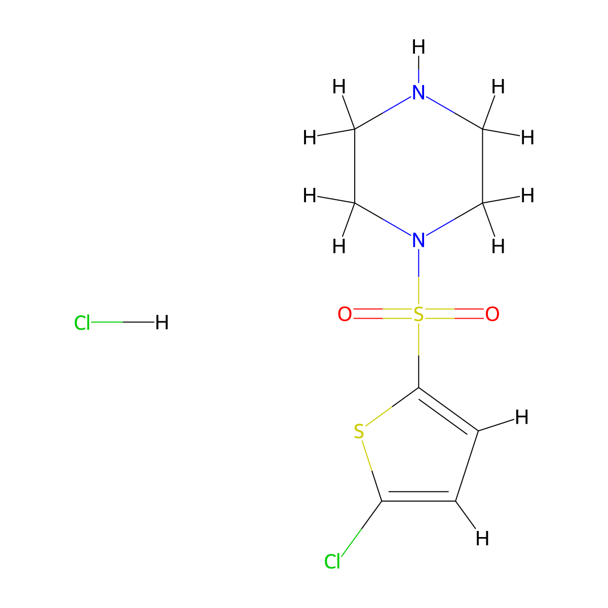 1-[(5-Chlorothiophen-2-yl)sulfonyl]piperazine hydrochloride molecular structure, CAS 1443423-41-3