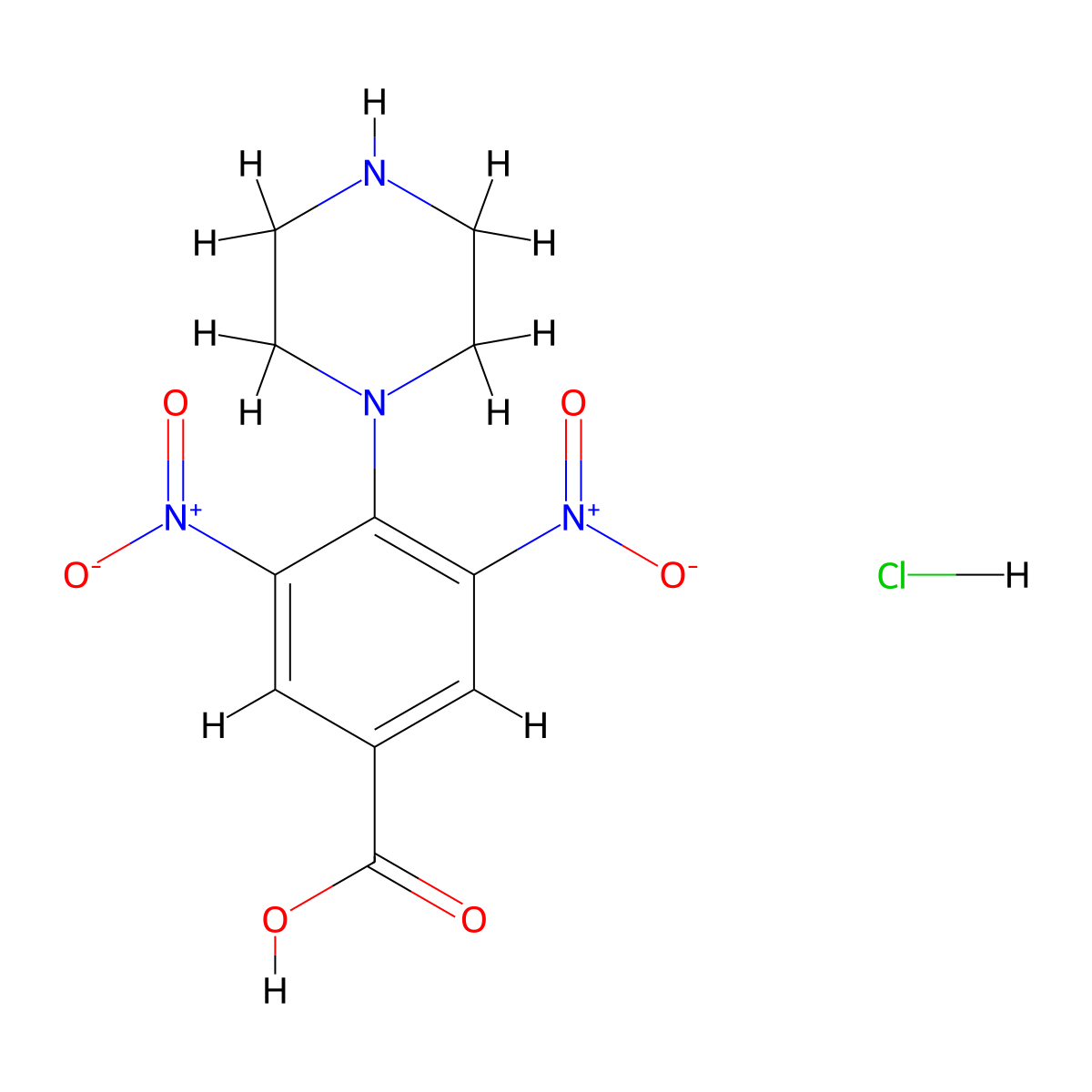 3,5-Dinitro-4-piperazin-1-ylbenzoic acid hydrochloride molecular structure, CAS 1443424-56-3