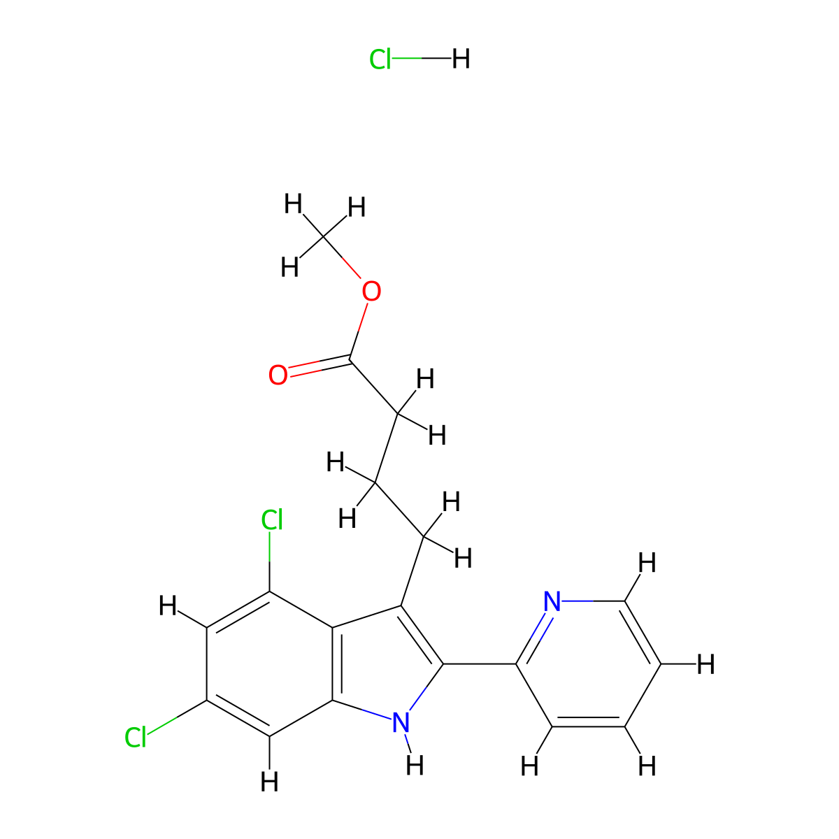 1H-Indole-3-butanoic acid, 4,6-dichloro-2-(2-pyridinyl)-, methyl ester, hydrochloride (1:1) molecular structure, CAS 1443424-57-4