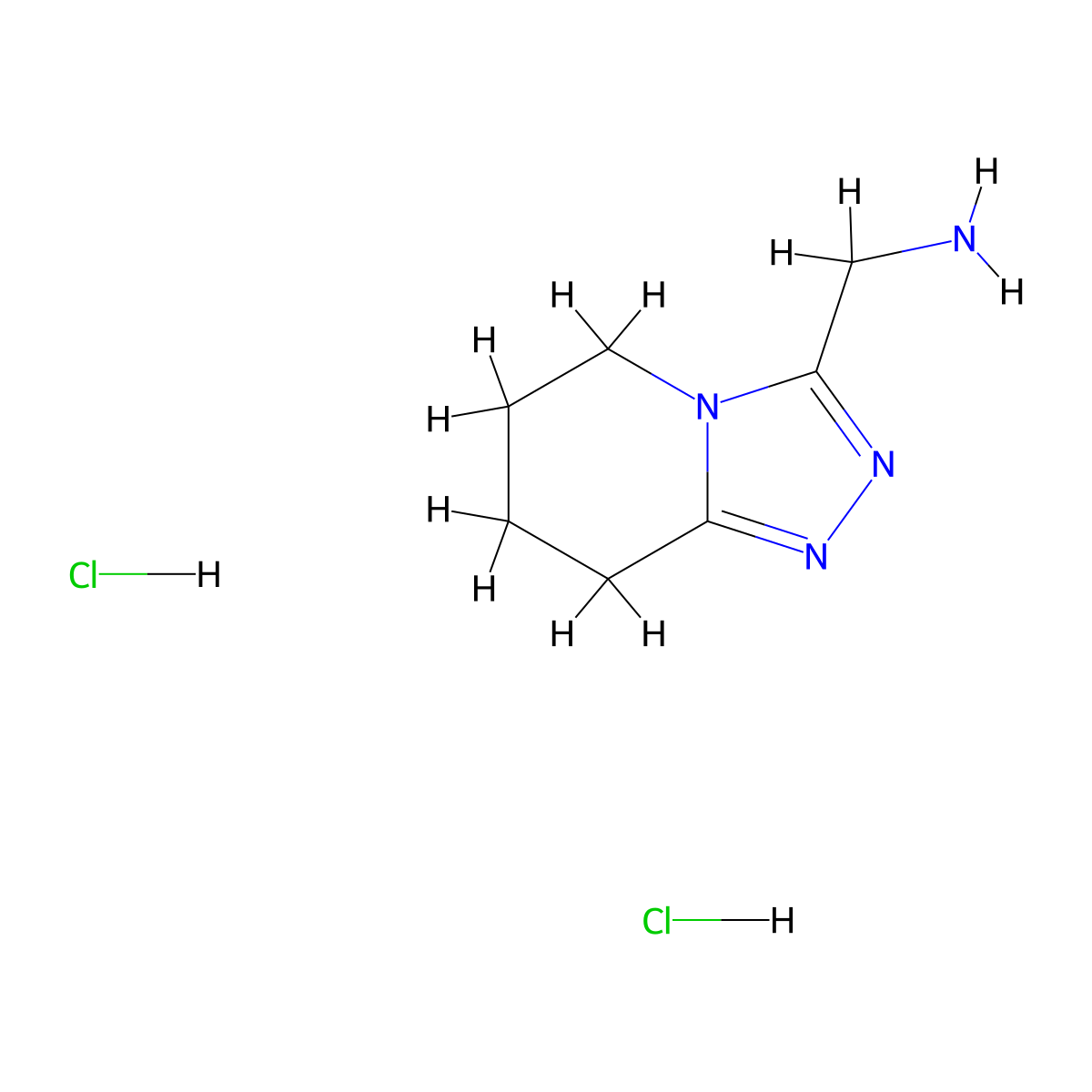 {5H,6H,7H,8H-[1,2,4]triazolo[4,3-a]pyridin-3-yl}methanamine dihydrochloride molecular structure, CAS 1443424-59-6