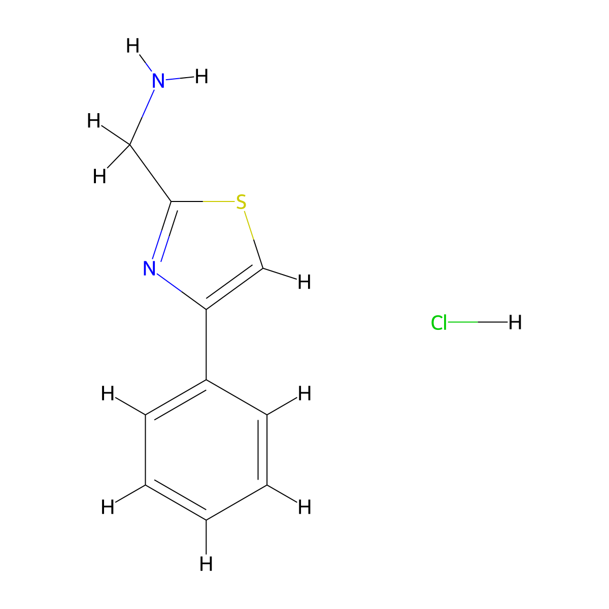 (4-Phenylthiazol-2-yl)methanamine hydrochloride molecular structure, CAS 1443424-64-3