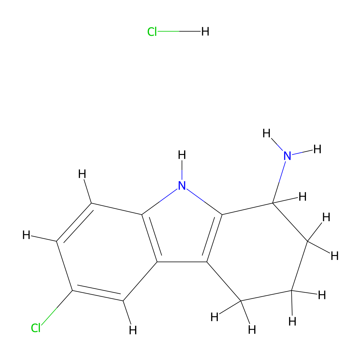 6-chloro-2,3,4,9-tetrahydro-1H-carbazol-1-amine hydrochloride molecular structure, CAS 1443424-91-6