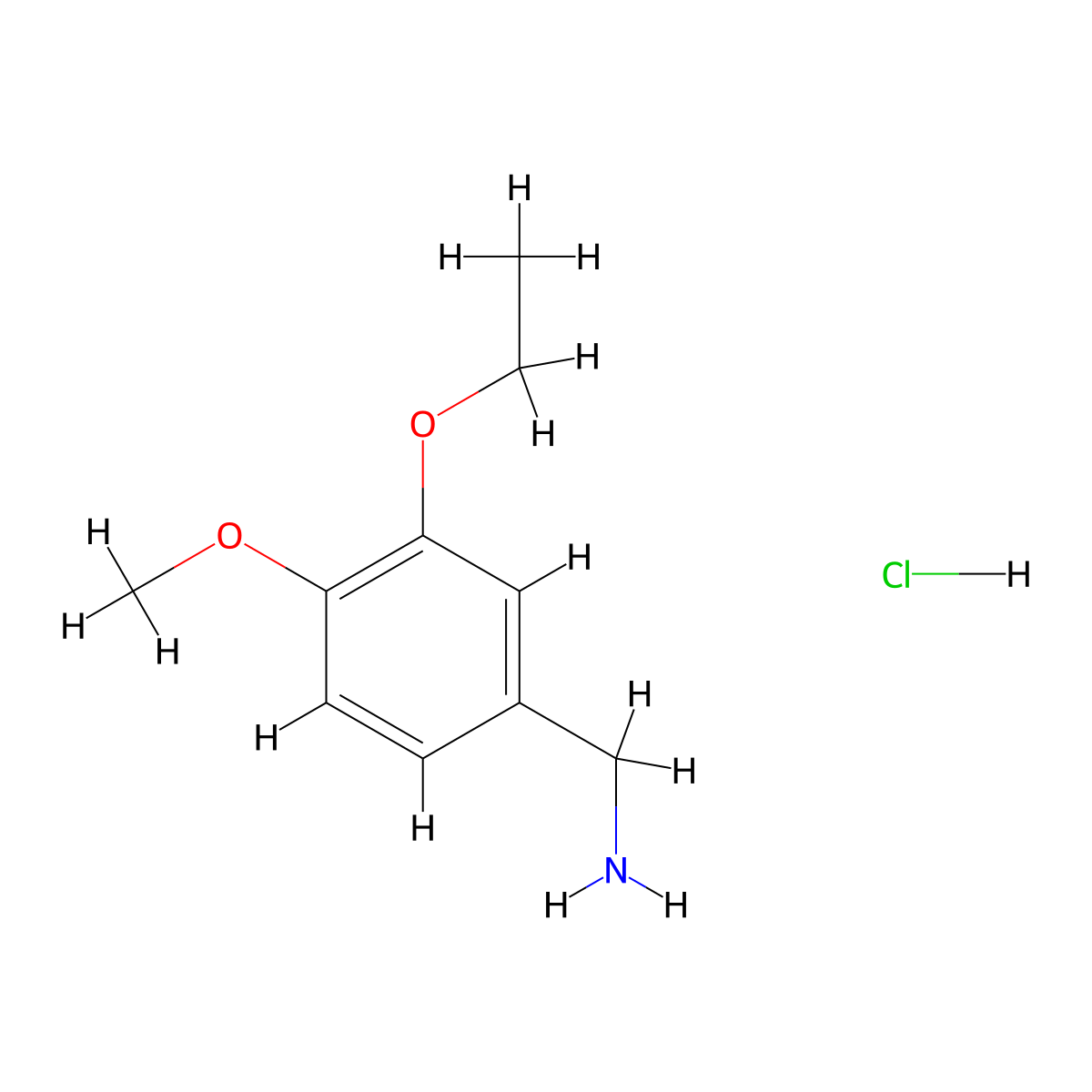 (3-Ethoxy-4-methoxyphenyl)methanamine hydrochloride molecular structure, CAS 1443425-21-5