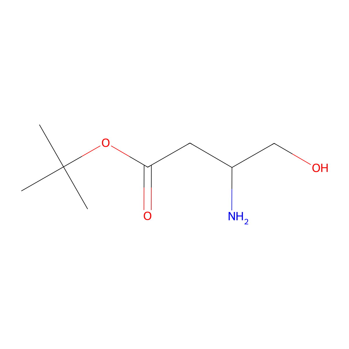 Tert-butyl 3-amino-4-hydroxybutanoate molecular structure, CAS 1443439-95-9