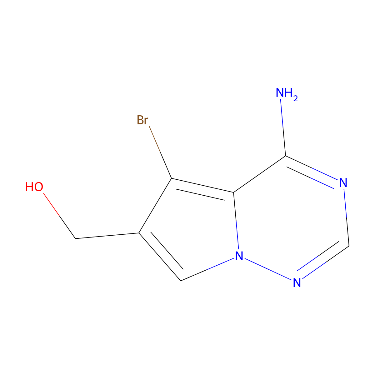{4-Amino-5-bromopyrrolo[2,1-f][1,2,4]triazin-6-yl}methanol molecular structure, CAS 1443531-75-6