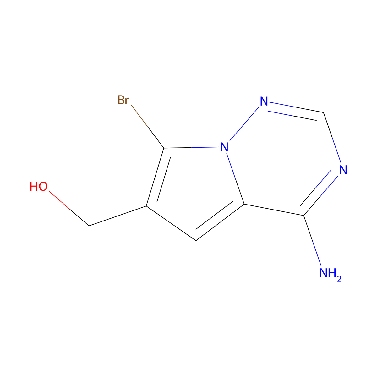 (4-Amino-7-bromopyrrolo[2,1-f][1,2,4]triazin-6-yl)methanol molecular structure, CAS 1443531-92-7