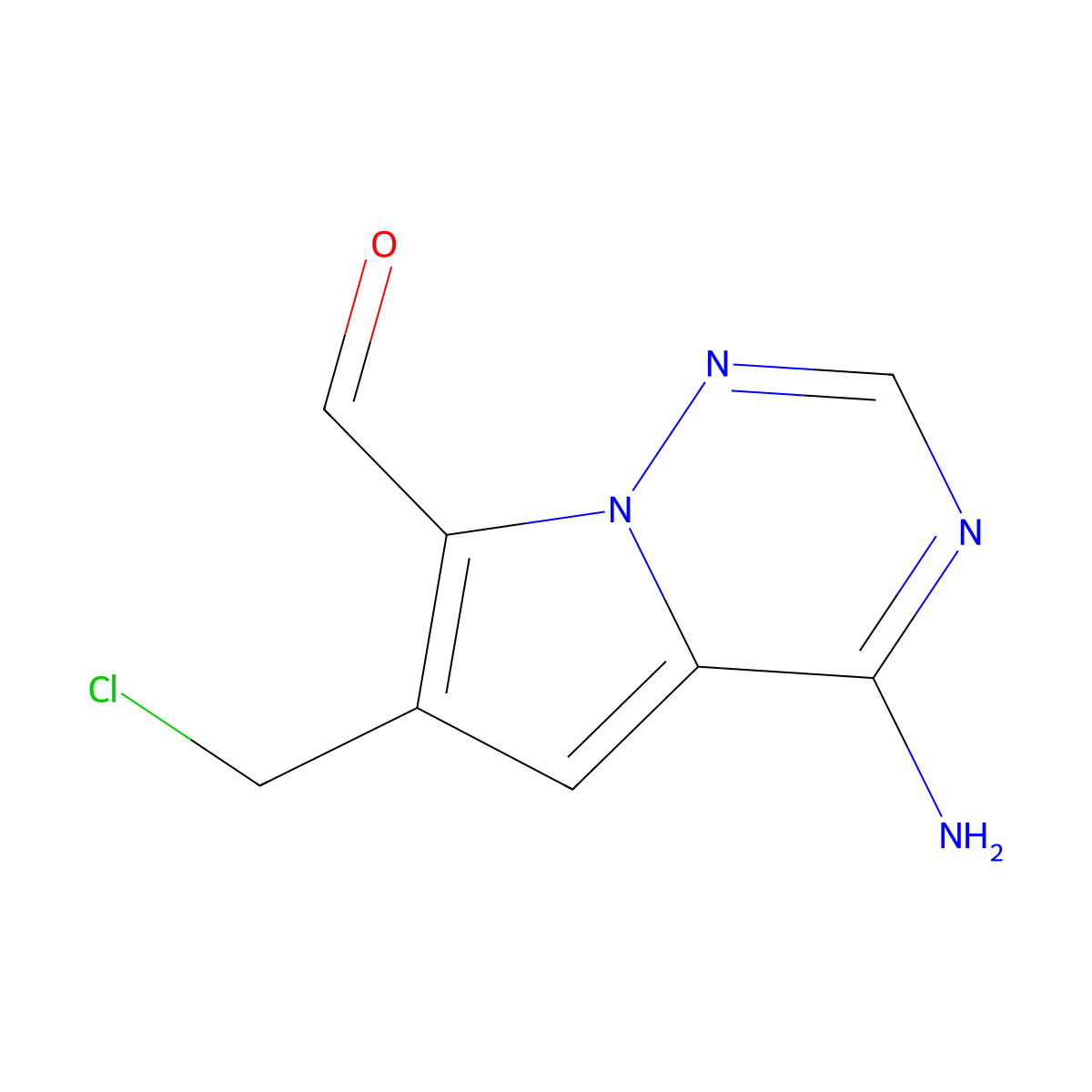 4-Amino-6-(chloromethyl)pyrrolo[2,1-f][1,2,4]triazine-7-carbaldehyde molecular structure, CAS 1443532-25-9