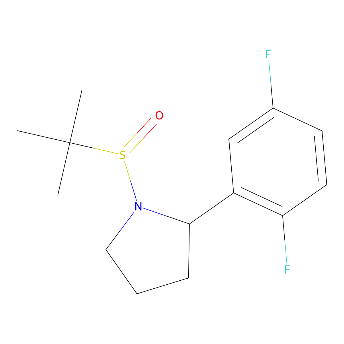 (2S)-2-(2,5-Difluorophenyl)-1-[(S)-(1,1-dimethylethyl)sulfinyl]pyrrolidine molecular structure, CAS 1443538-32-6