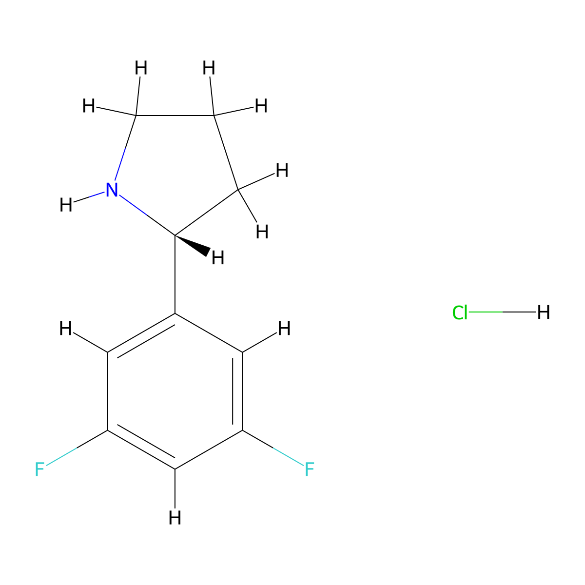 (r)-2-(3,5-Difluorophenyl)pyrrolidine hydrochloride molecular structure, CAS 1443538-50-8
