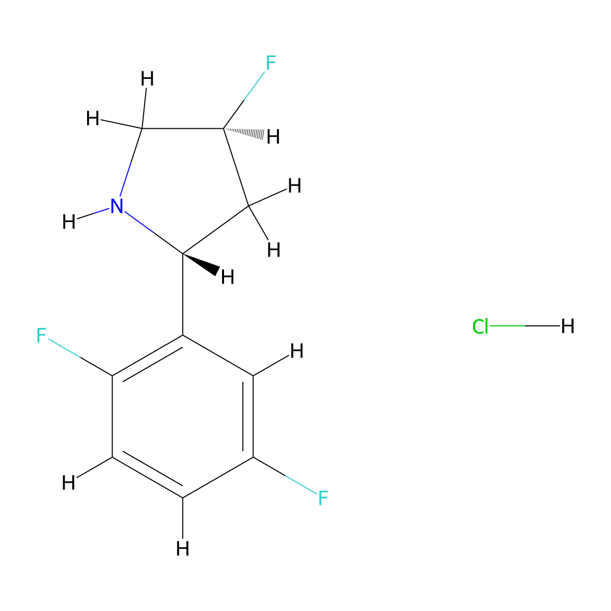 (2R,4S)-2-(2,5-difluorophenyl)-4-fluoropyrrolidine hydrochloride molecular structure, CAS 1443538-52-0