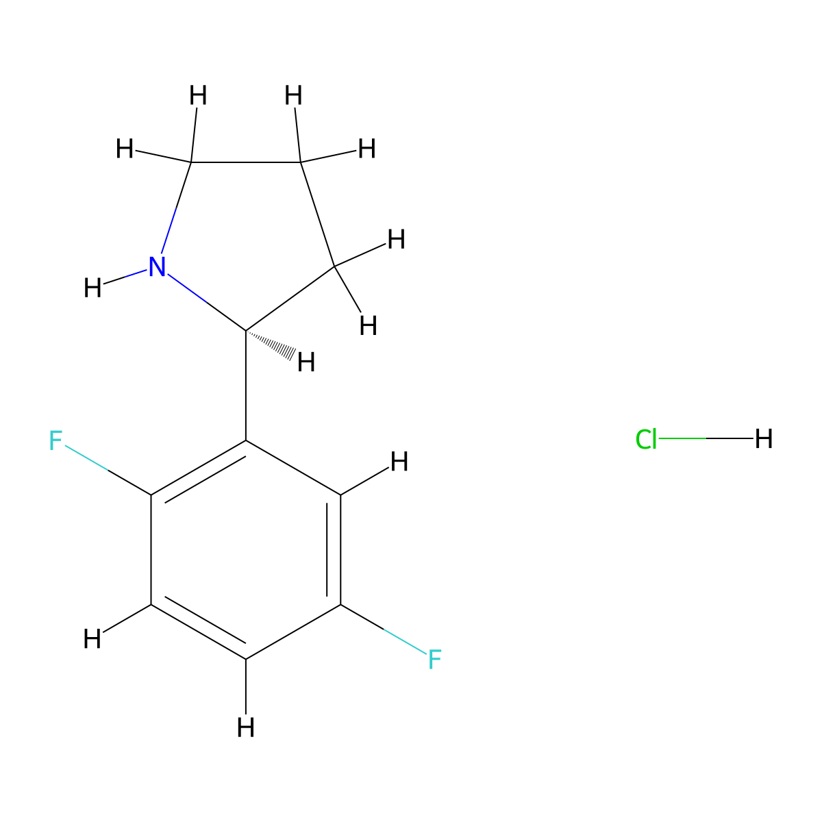 (s)-2-(2,5-Difluorophenyl)pyrrolidine hydrochloride molecular structure, CAS 1443624-23-4