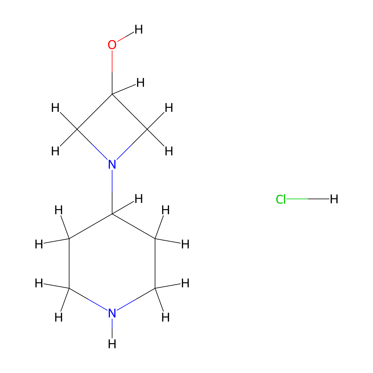 1-(Piperidin-4-yl)azetidin-3-ol hydrochloride molecular structure, CAS 1443624-48-3