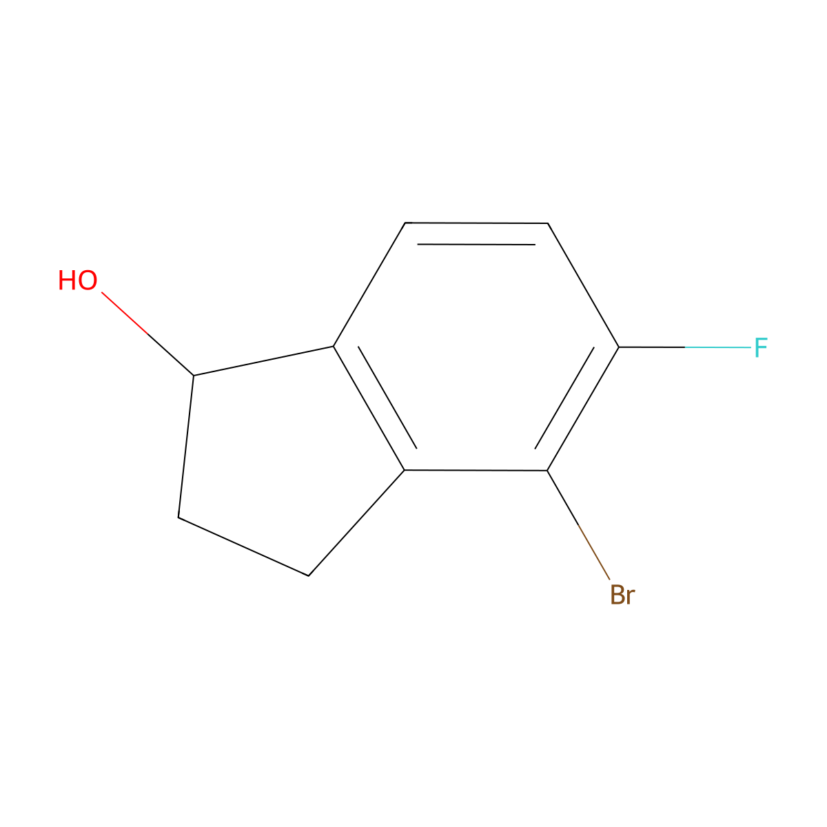 4-bromo-5-fluoro-2,3-dihydro-1H-inden-1-ol molecular structure, CAS 1443652-82-1