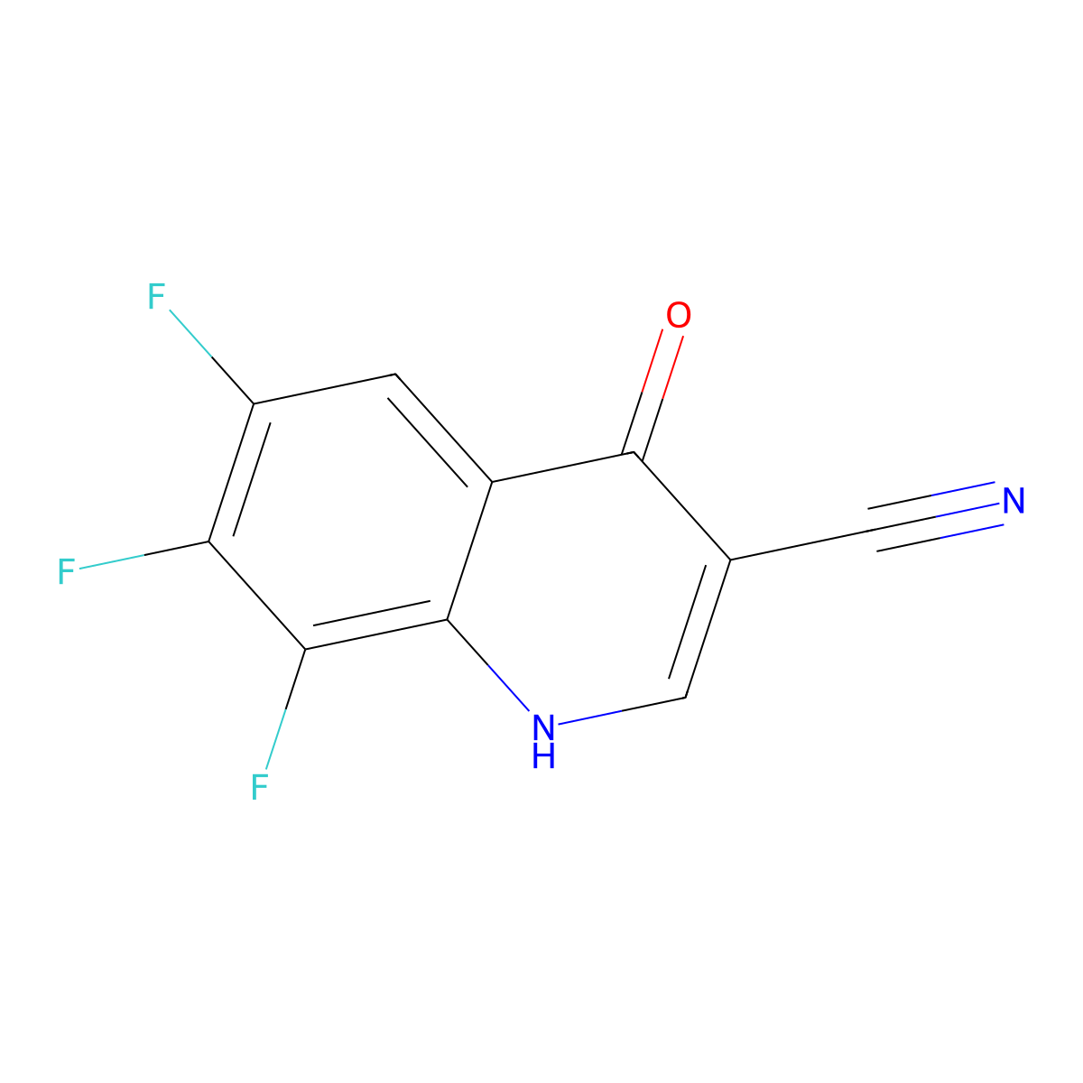 6,7,8-Trifluoro-4-oxo-1,4-dihydroquinoline-3-carbonitrile molecular structure, CAS 144367-58-8