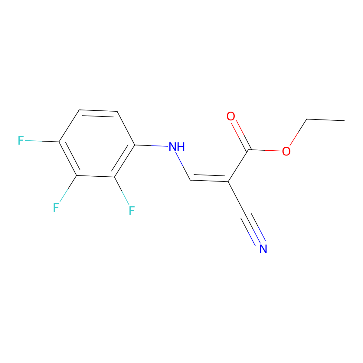 Ethyl 2-cyano-3-[(2,3,4-trifluorophenyl)amino]prop-2-enoate molecular structure, CAS 144367-60-2