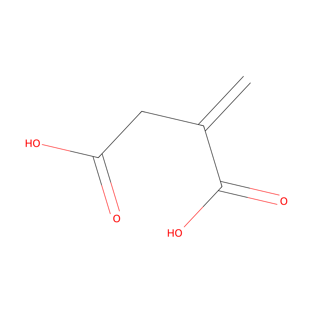 Itaconic acid molecular structure, CAS 144368-21-8
