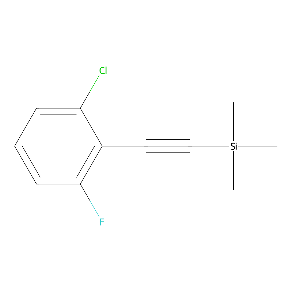 Benzene, 1-chloro-3-fluoro-2-[2-(trimethylsilyl)ethynyl]- molecular structure, CAS 1443684-71-6
