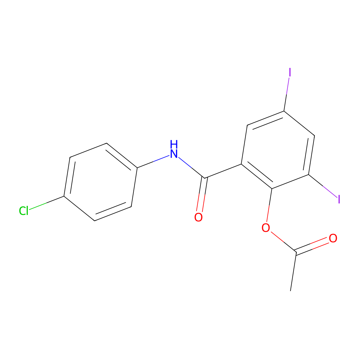 2-(Acetyloxy)-N-(4-chlorophenyl)-3,5-diiodobenzamide molecular structure, CAS 14437-41-3