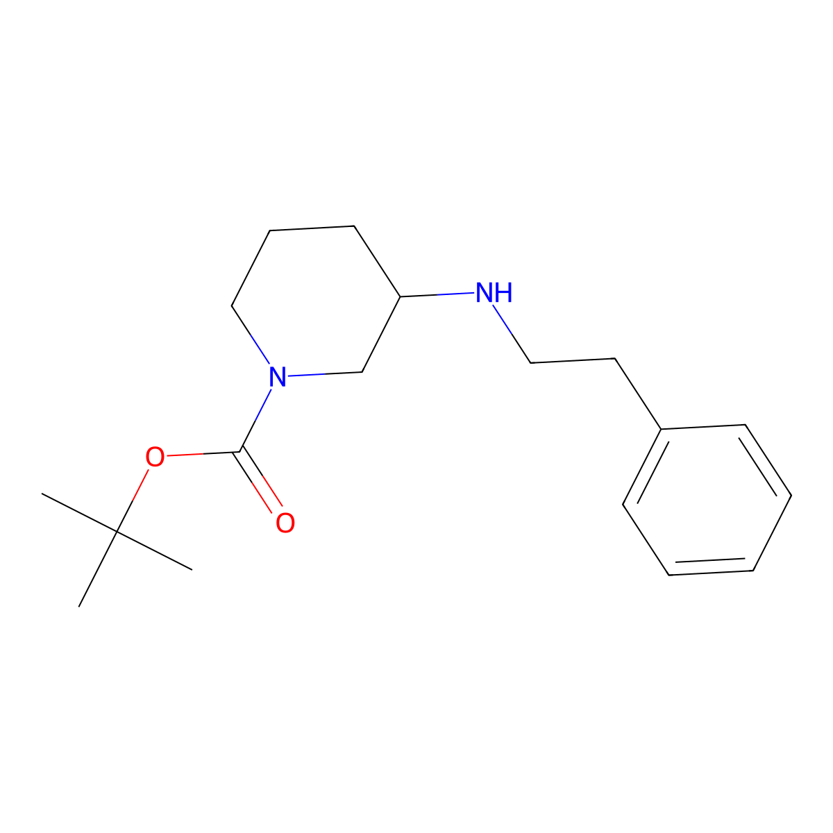 (R)-tert-butyl 3-(phenethylamino)piperidine-1-carboxylate molecular structure, CAS 1443741-33-0