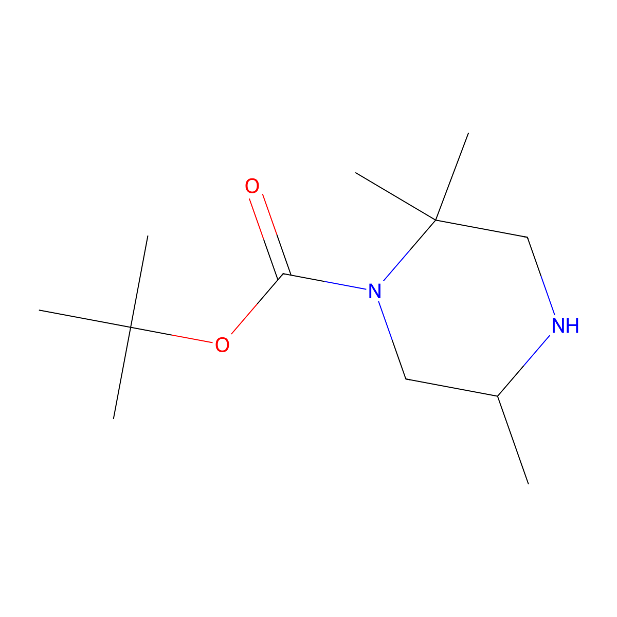 Tert-butyl 2,2,5-trimethylpiperazine-1-carboxylate molecular structure, CAS 1443741-44-3