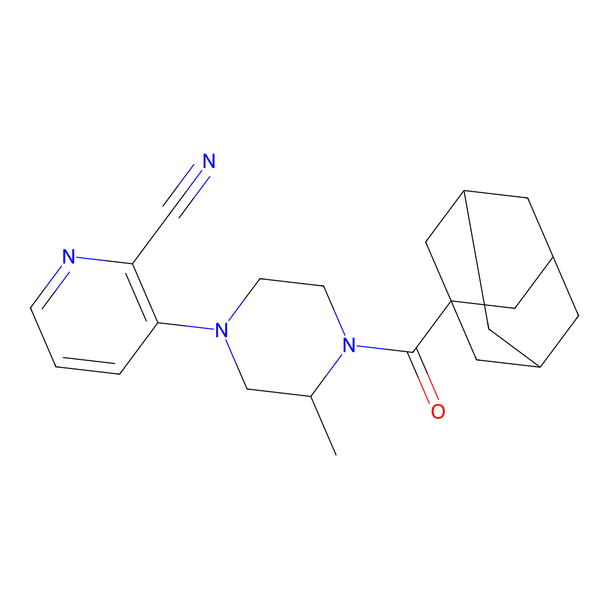 (R)-3-(4-(Adamantane-1-carbonyl)-3-methylpiperazin-1-yl)picolinonitrile molecular structure, CAS 1443748-47-7