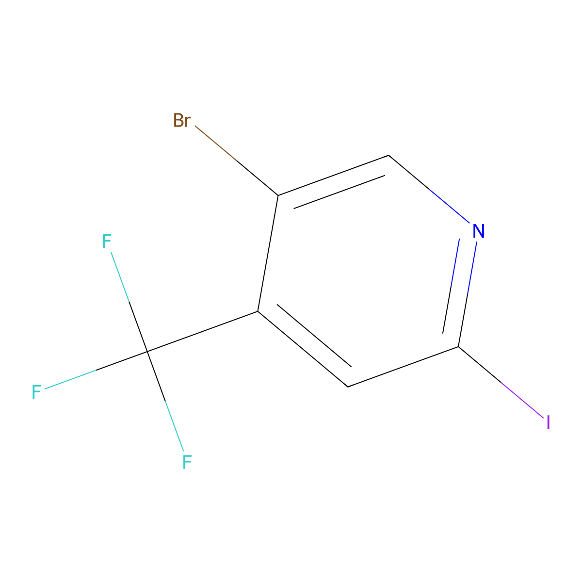 5-Bromo-2-iodo-4-(trifluoromethyl)pyridine molecular structure, CAS 1443792-54-8