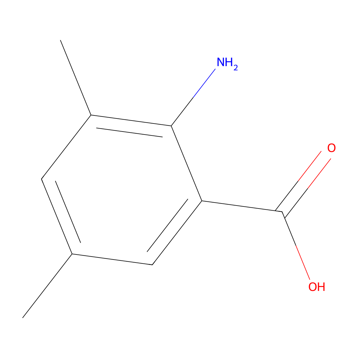 2-Amino-3,5-dimethylbenzoic acid molecular structure, CAS 14438-32-5
