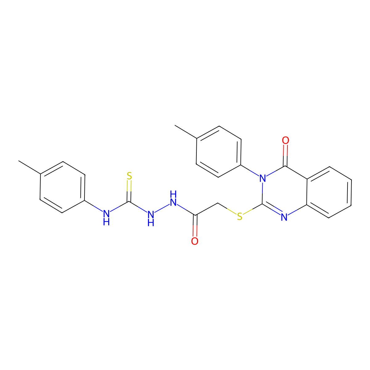 1-(4-Methylphenyl)-3-[[2-[3-(4-methylphenyl)-4-oxoquinazolin-2-yl]sulfanylacetyl]amino]thiourea molecular structure, CAS 144392-51-8
