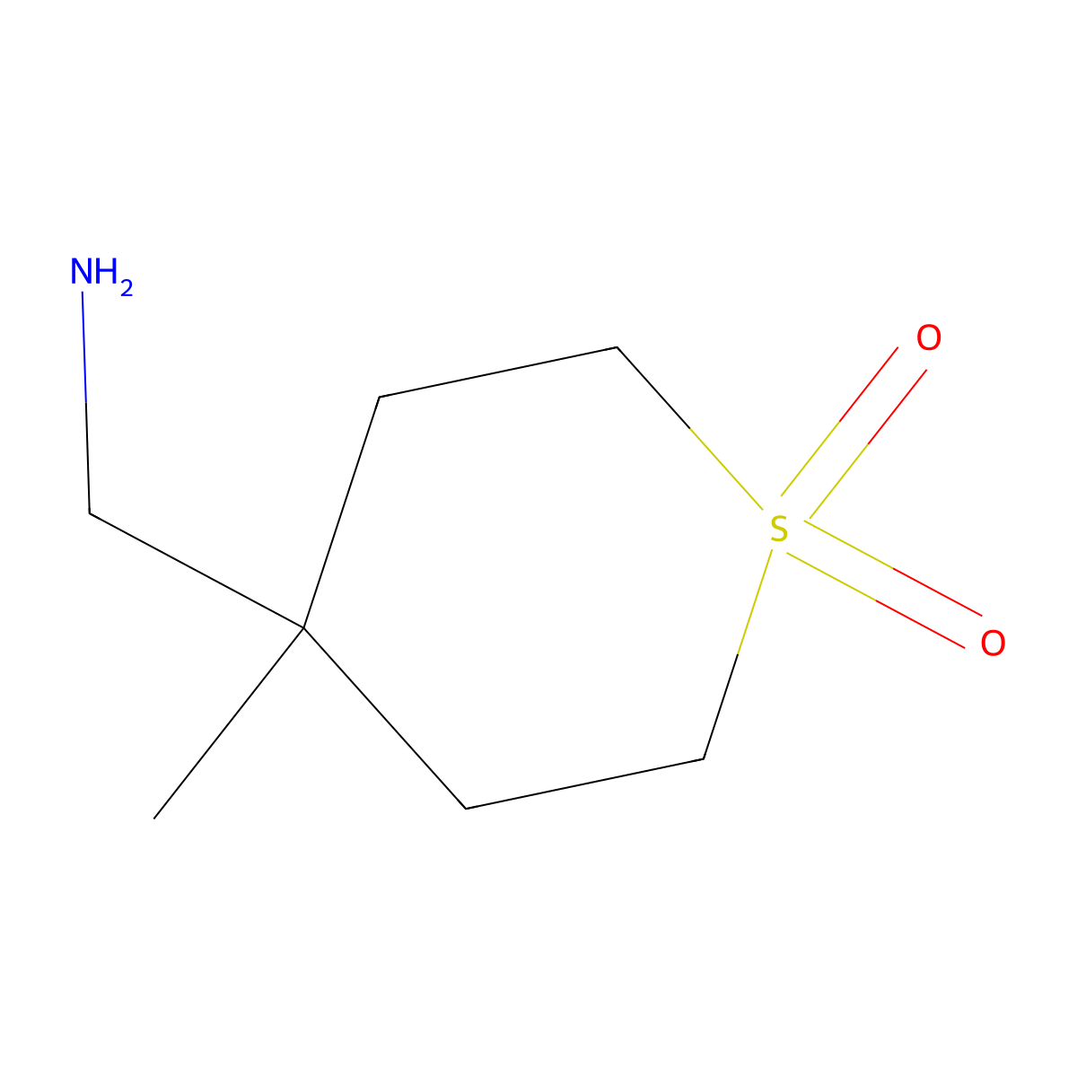 4-(Aminomethyl)-4-methyl-1lambda6-thiane-1,1-dione molecular structure, CAS 1443930-75-3