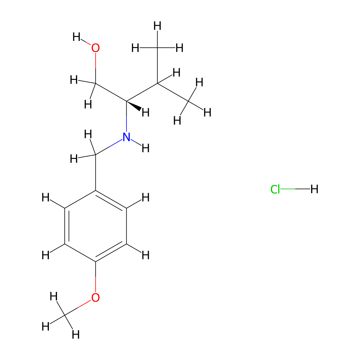 (2S)-2-{[(4-methoxyphenyl)methyl]amino}-3-methylbutan-1-ol hydrochloride molecular structure, CAS 1443931-88-1
