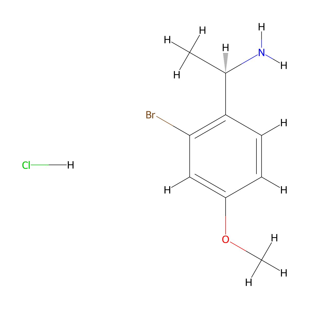 (1R)-1-(2-bromo-4-methoxyphenyl)ethan-1-amine hydrochloride molecular structure, CAS 1443931-91-6