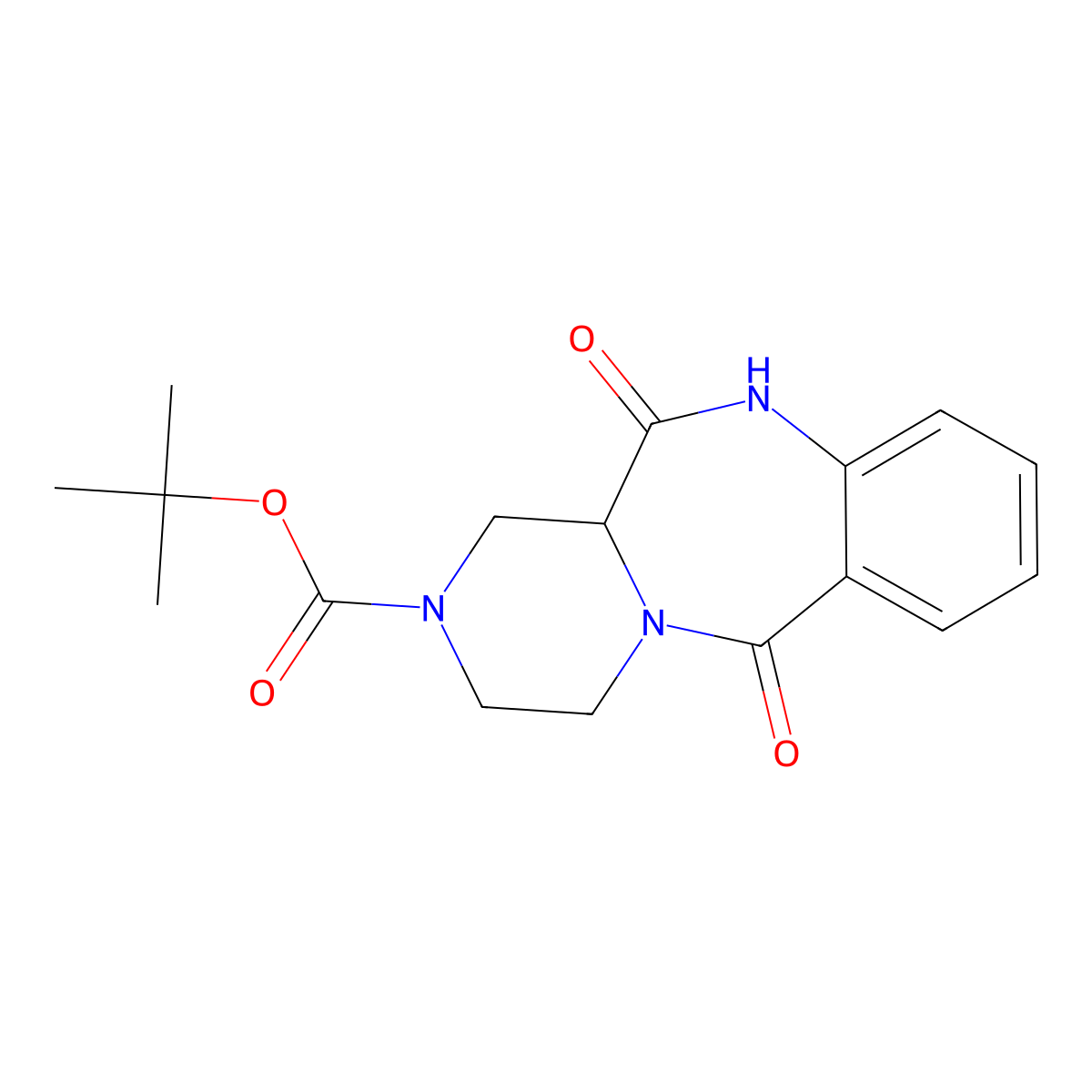 tert-butyl 6,12-dioxo-3,4,6,11,12,12a-hexahydropyrazino[2,1-c][1,4]benzodiazepine-2(1H)-carboxylate molecular structure, CAS 1443977-80-7