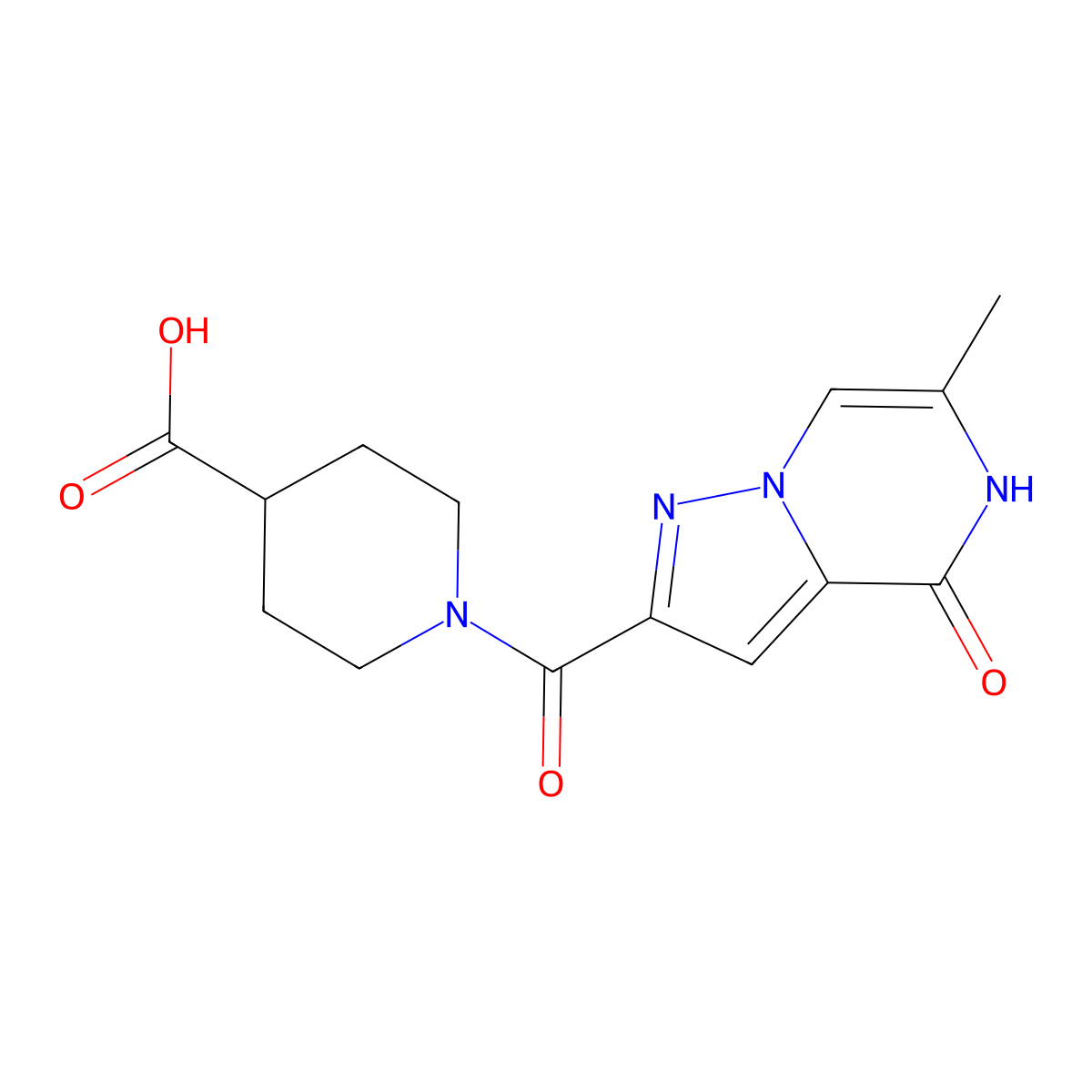 1-[(6-Methyl-4-oxo-4,5-dihydropyrazolo[1,5-a]pyrazin-2-yl)carbonyl]piperidine-4-carboxylic acid molecular structure, CAS 1443977-89-6