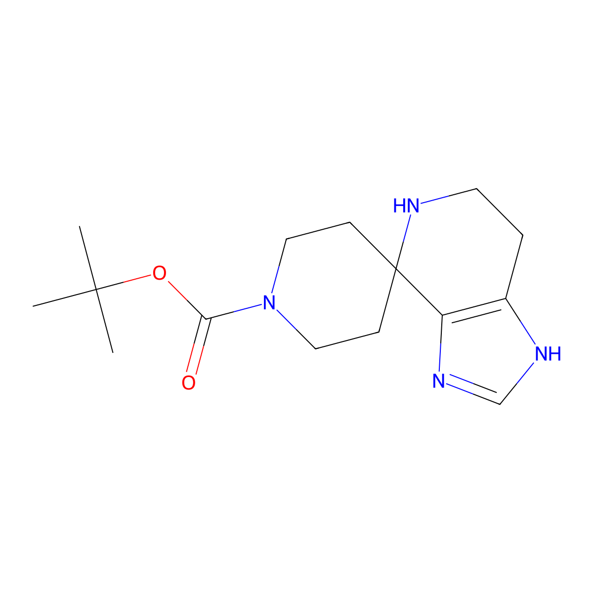 Tert-butyl 3,5,6,7-tetrahydrospiro[imidazo[4,5-c]pyridine-4,4'-piperidine]-1'-carboxylate molecular structure, CAS 1443978-00-4