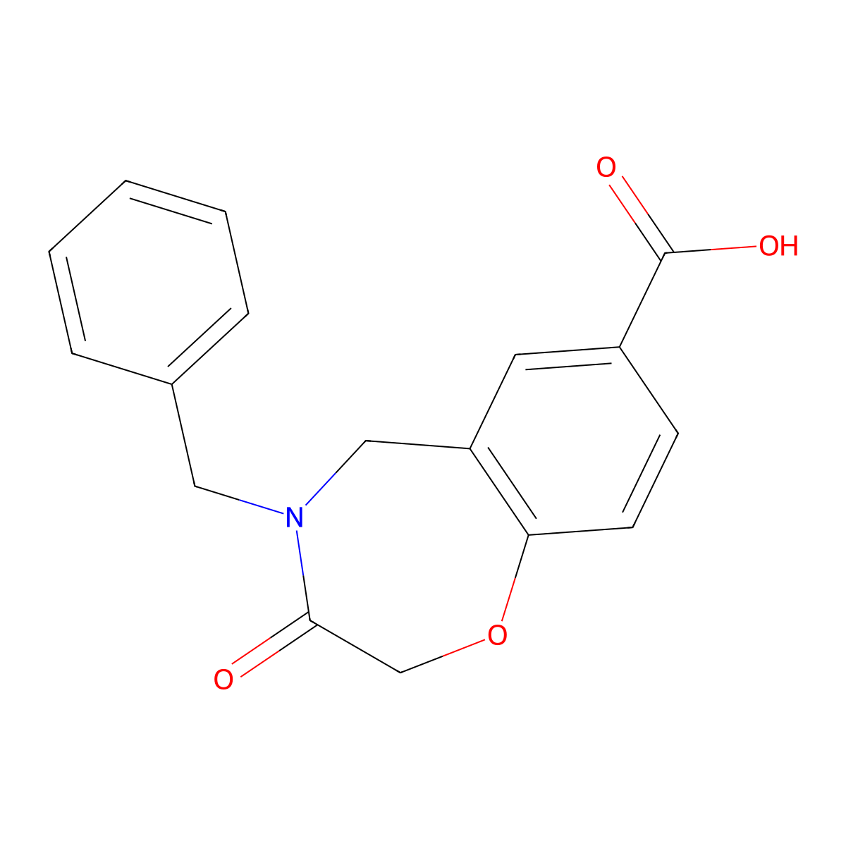 4-Benzyl-3-oxo-2,3,4,5-tetrahydro-1,4-benzoxazepine-7-carboxylic acid molecular structure, CAS 1443978-15-1