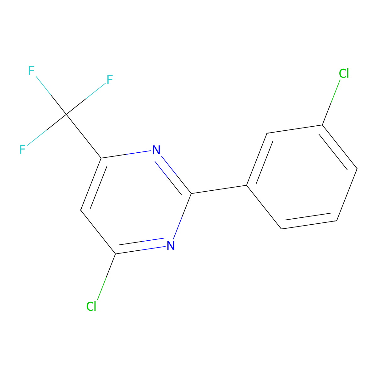 4-Chloro-2-(3-chlorophenyl)-6-(trifluoromethyl)pyrimidine molecular structure, CAS 1443978-20-8