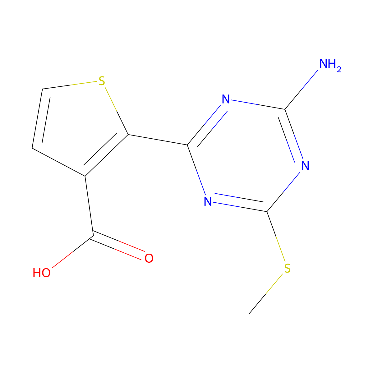 2-[4-Amino-6-(methylthio)-1,3,5-triazin-2-yl]thiophene-3-carboxylic acid molecular structure, CAS 1443978-22-0