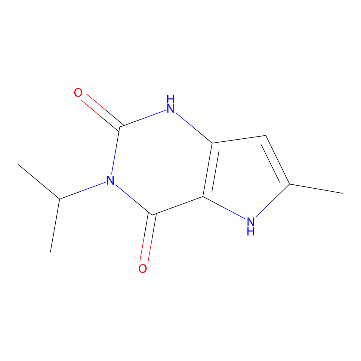 3-isopropyl-6-methyl-1H-pyrrolo[3,2-d]pyrimidine-2,4(3H,5H)-dione molecular structure, CAS 1443978-25-3