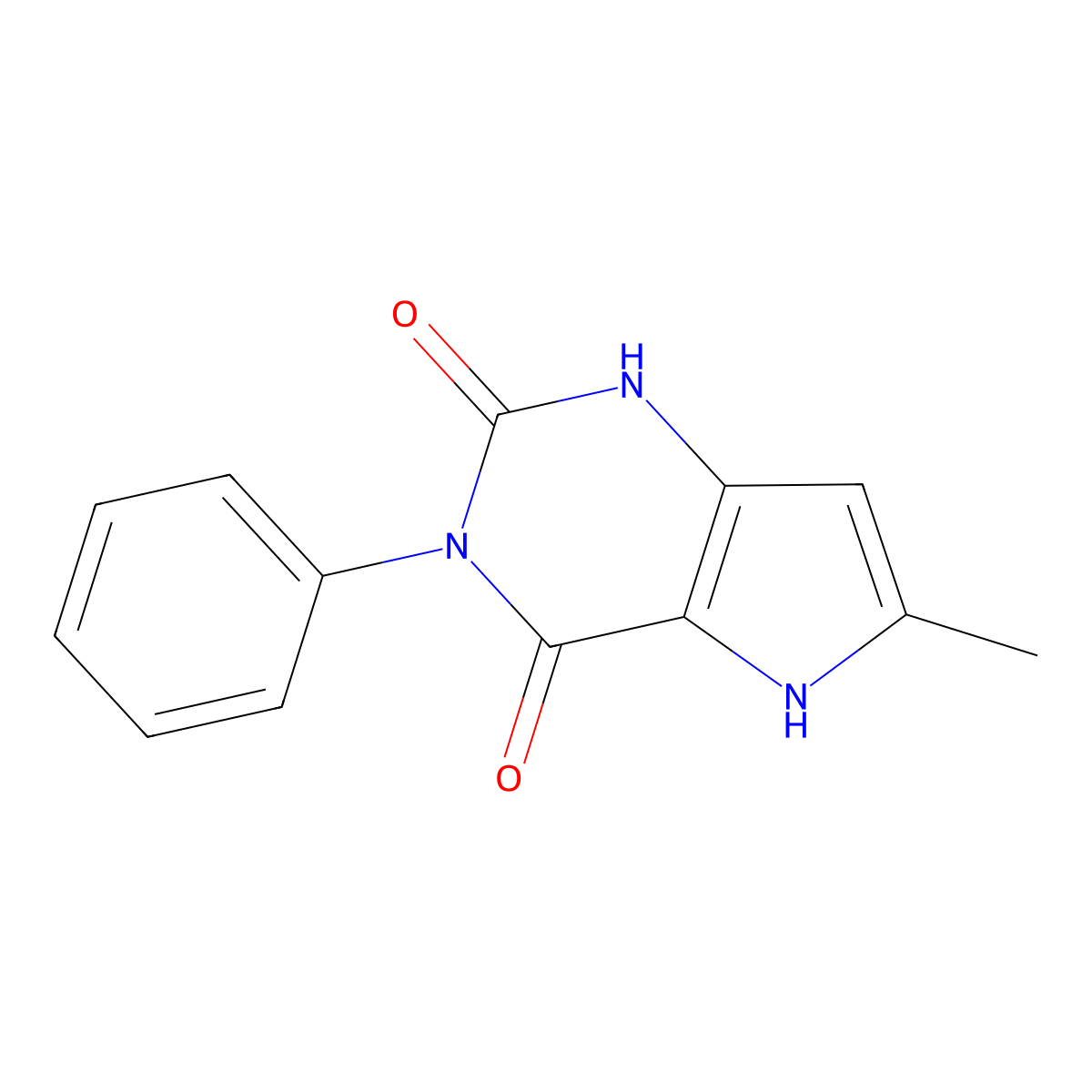 6-Methyl-3-phenyl-1,5-dihydro-pyrrolo[3,2-d]pyrimidine-2,4-dione molecular structure, CAS 1443978-28-6