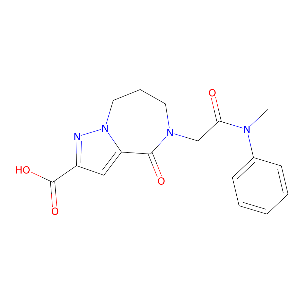 5-{2-[methyl(phenyl)amino]-2-oxoethyl}-4-oxo-5,6,7,8-tetrahydro-4H-pyrazolo[1,5-a][1,4]diazepine-2-carboxylic acid molecular structure, CAS 1443978-32-2