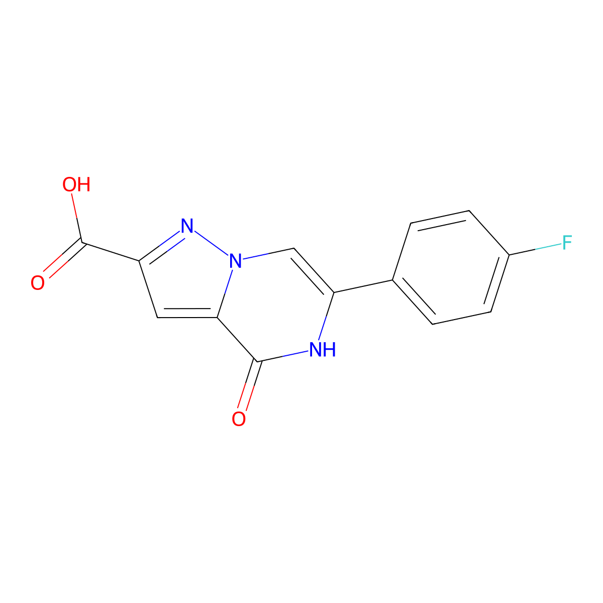 6-(4-Fluorophenyl)-4-oxo-4,5-dihydropyrazolo[1,5-a]pyrazine-2-carboxylic acid molecular structure, CAS 1443978-45-7