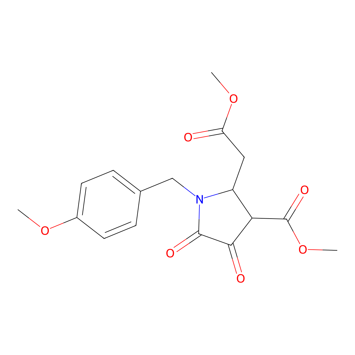 Methyl 1-(4-methoxybenzyl)-2-(2-methoxy-2-oxoethyl)-4,5-dioxopyrrolidine-3-carboxylate molecular structure, CAS 1443978-56-0