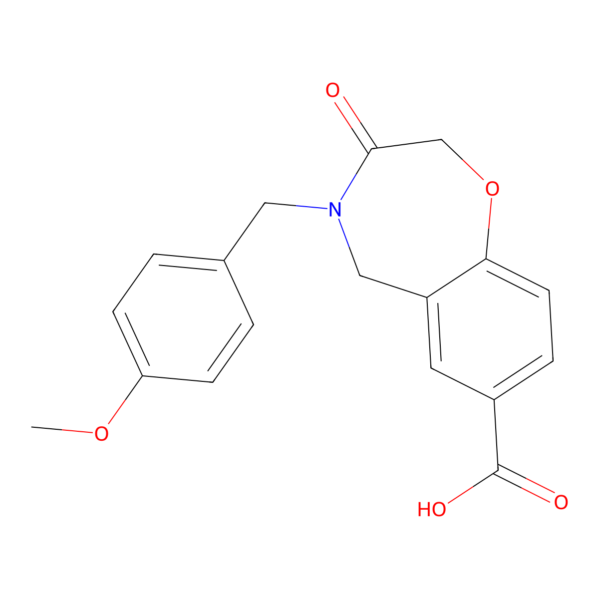4-(4-Methoxybenzyl)-3-oxo-2,3,4,5-tetrahydro-1,4-benzoxazepine-7-carboxylic acid molecular structure, CAS 1443978-60-6