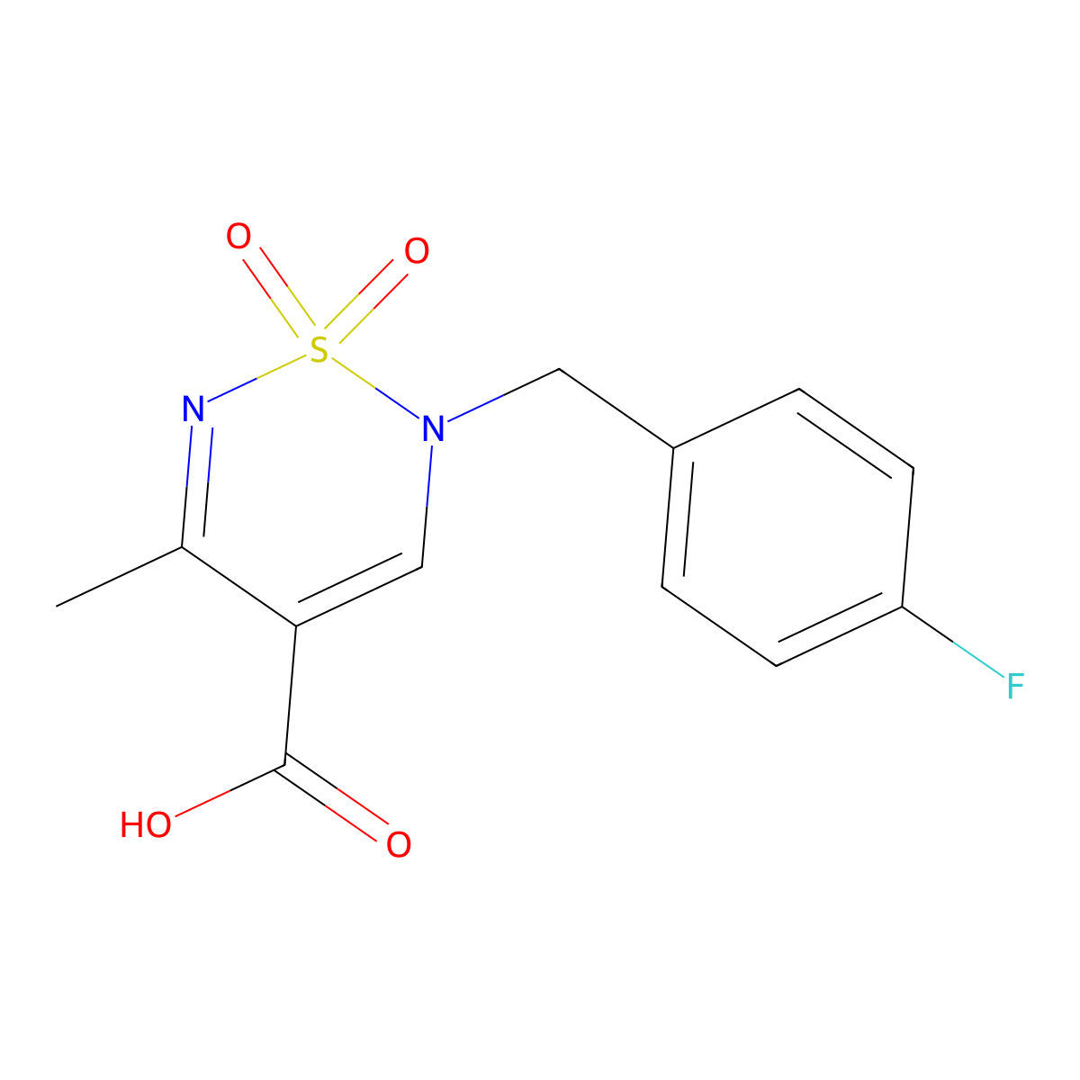 2-(4-fluorobenzyl)-5-methyl-2H-1,2,6-thiadiazine-4-carboxylic acid 1,1-dioxide molecular structure, CAS 1443978-73-1