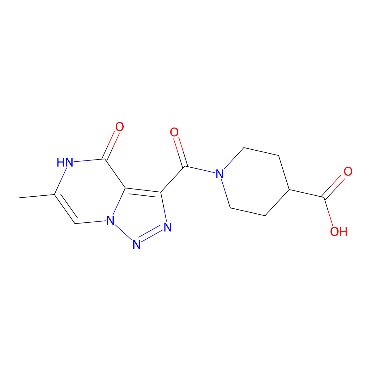 1-[(6-Methyl-4-oxo-4,5-dihydro[1,2,3]triazolo[1,5-a]pyrazin-3-yl)carbonyl]piperidine-4-carboxylic acid molecular structure, CAS 1443978-80-0